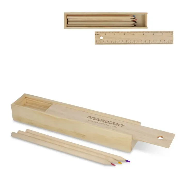 Colouring pencils in wooden sliding box - LT91586 (gadzety reklamowe)